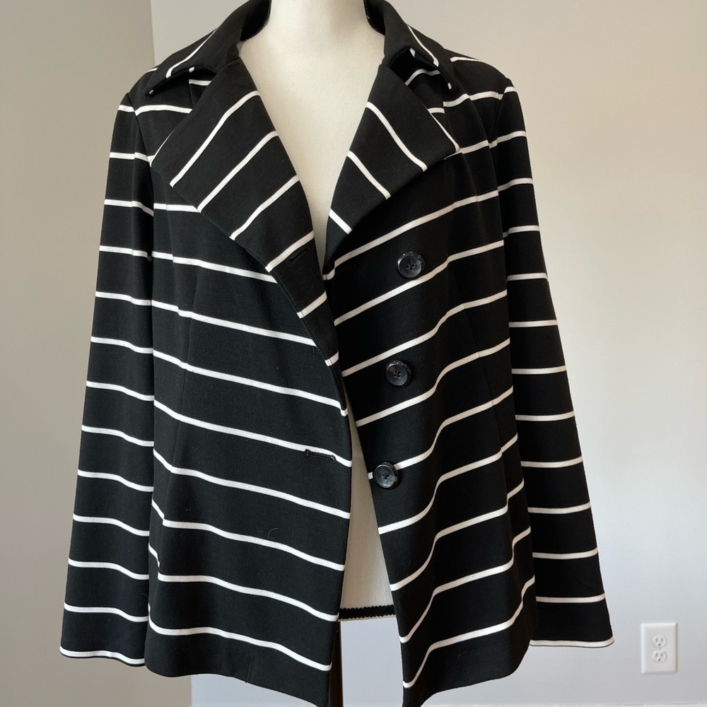 Chico's 2 size Medium striped blazer modest mature career office layer work